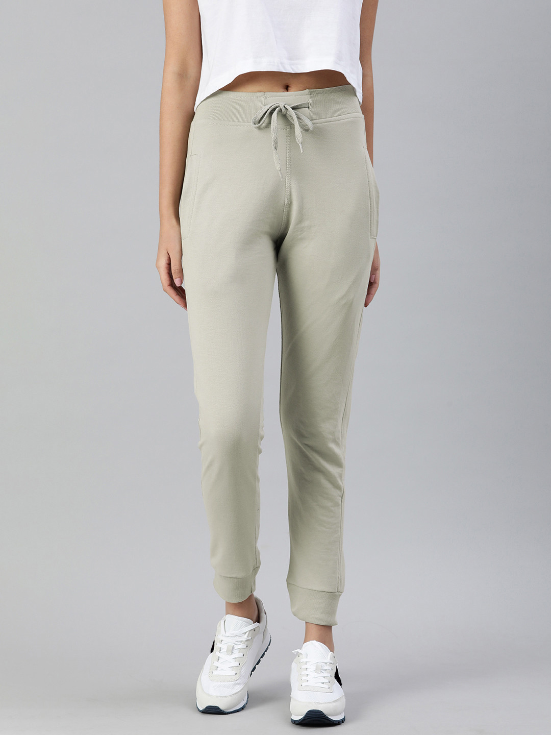 ADBUCKS Women Off White Solid Running Joggers