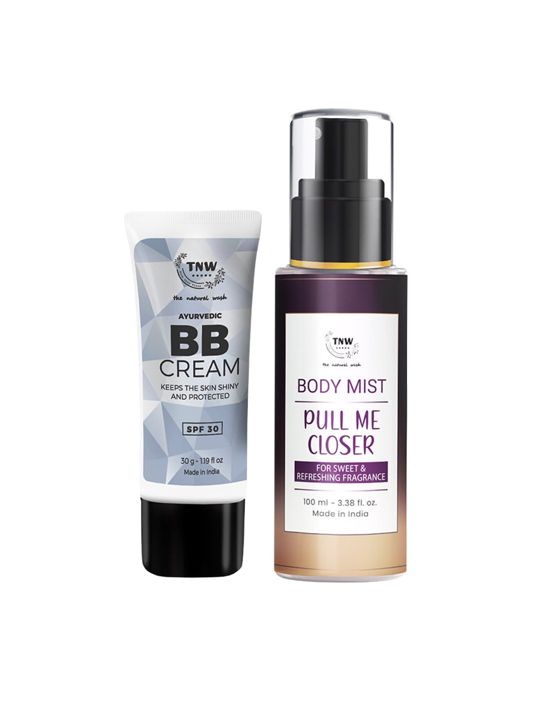 TNW the natural wash Set of Pull Me Closer Body Mist 100ml & BB Cream - Light Shade 30g