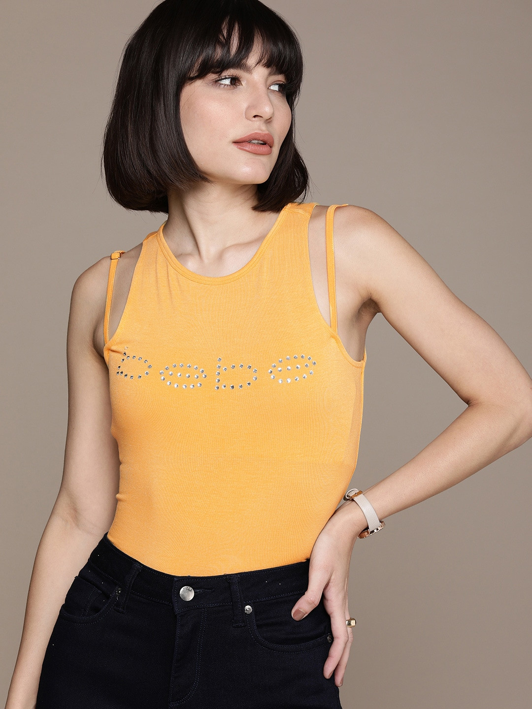 bebe Women Sundress Essential Embellished T-shirt