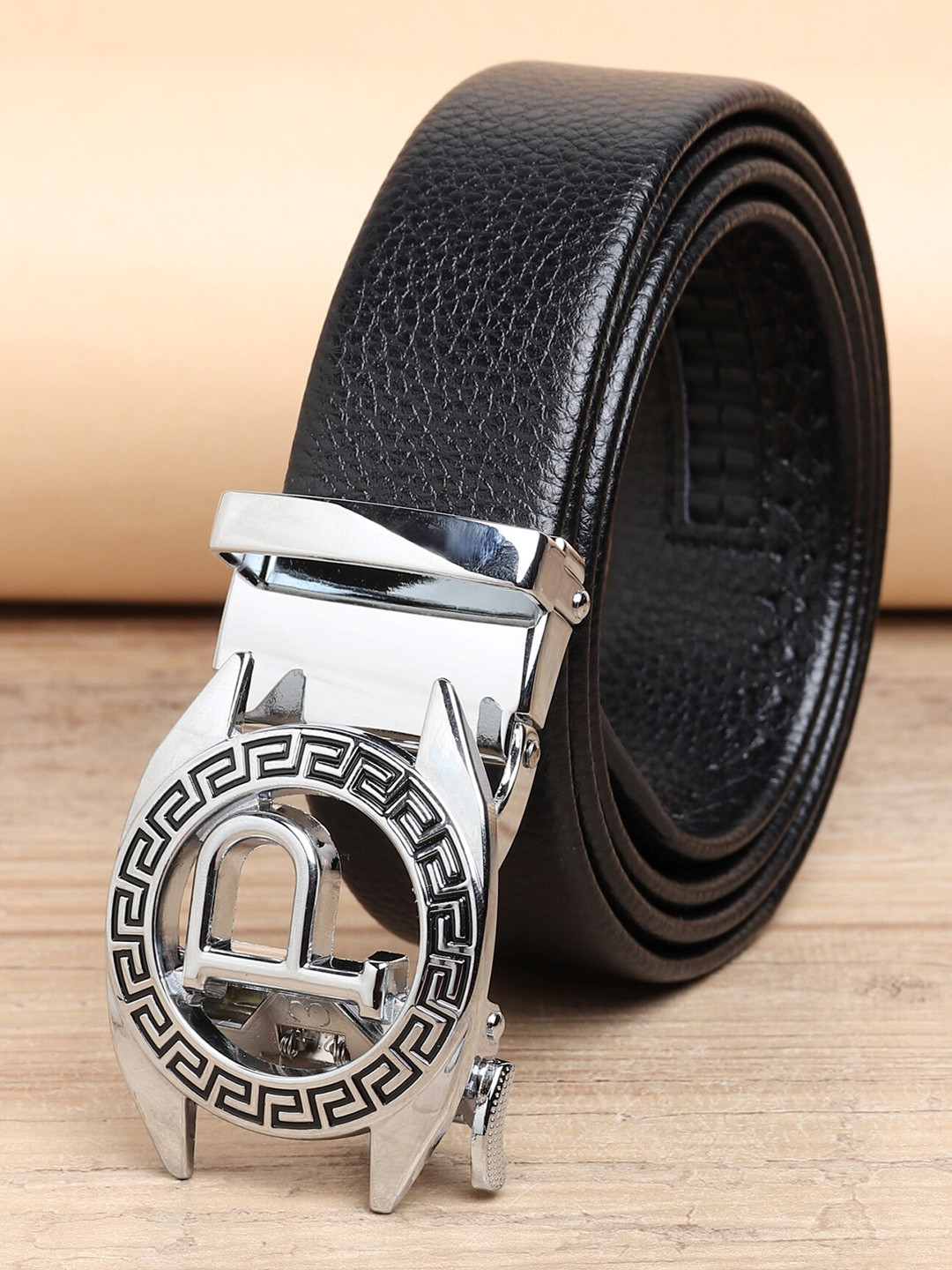 ZORO Men Black Alphabet Letter P Belt
