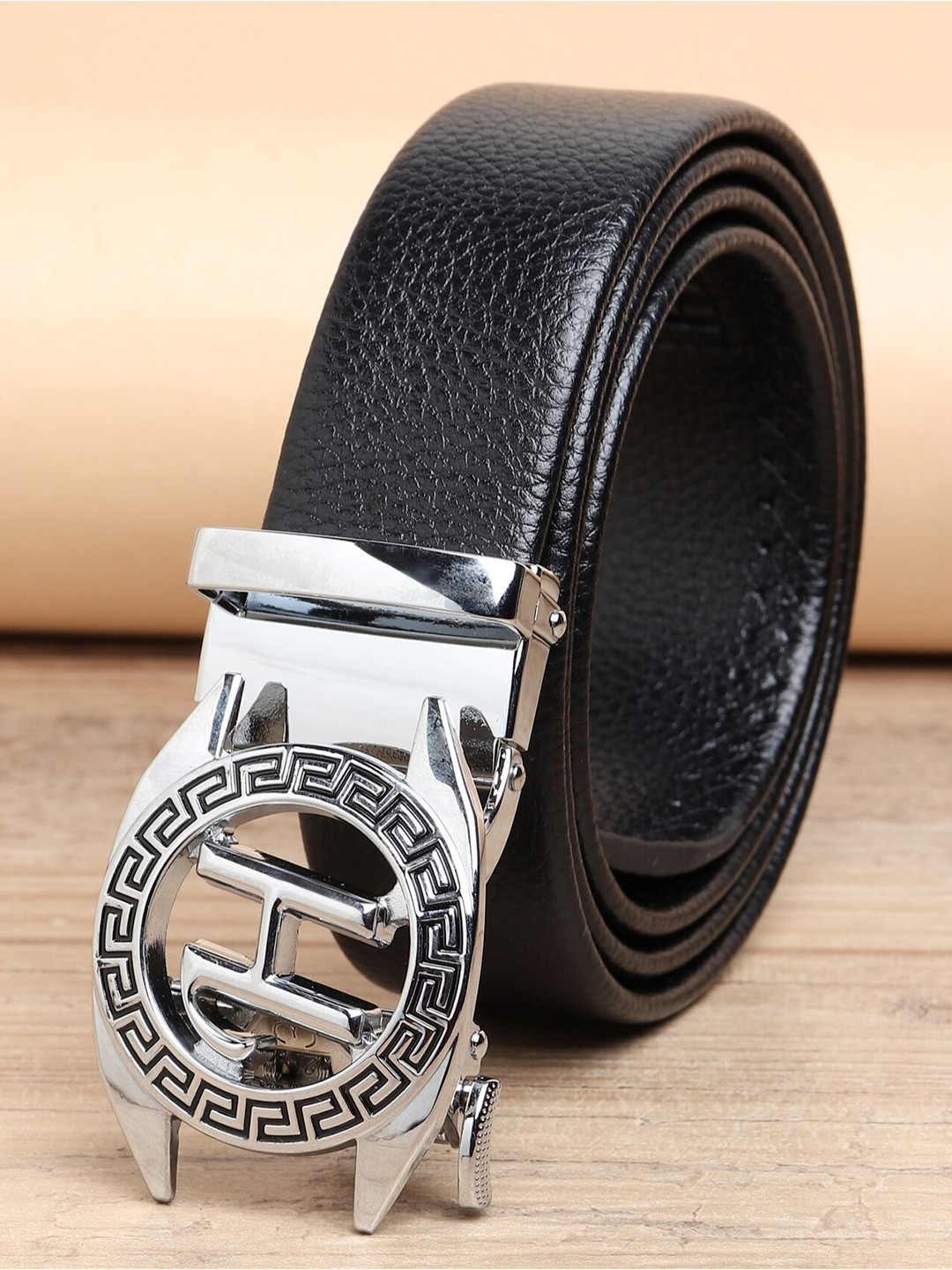 ZORO Men Black Alphabet Letter H Belt