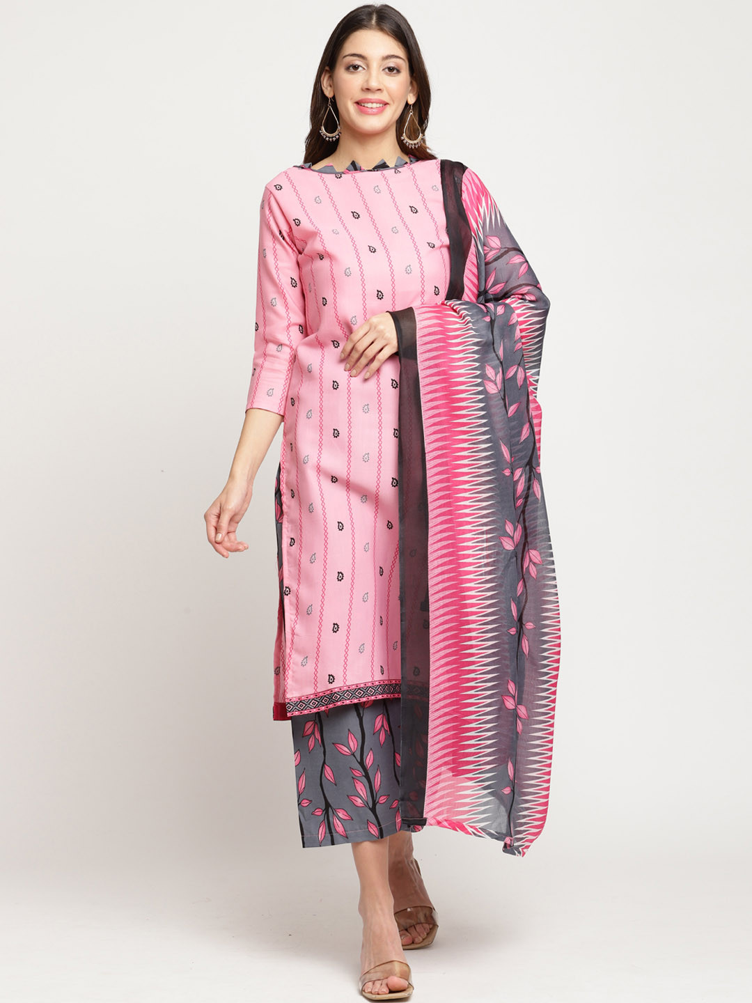 Roly Poly Women Pink Printed Kurta with Palazzos & With Dupatta