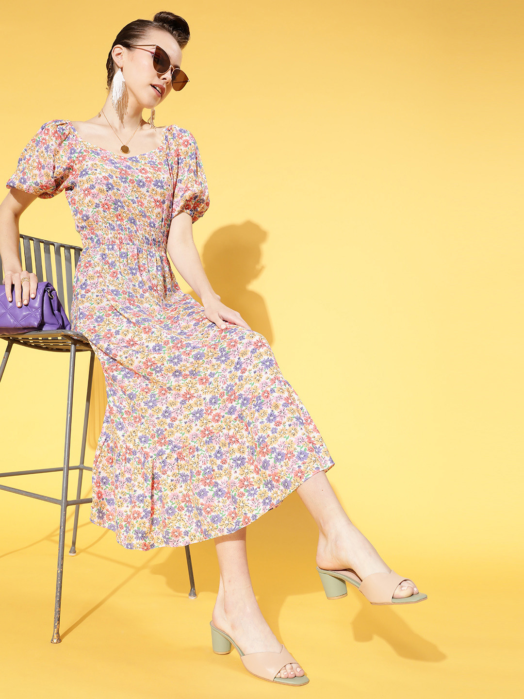 Athena Women Classic White Floral Sun Dress