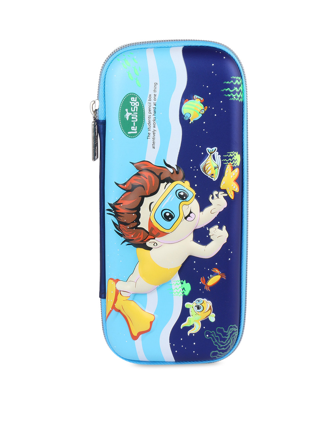 Instabuyz Kids Navy Blue Printed Zipper Pencil Pouch