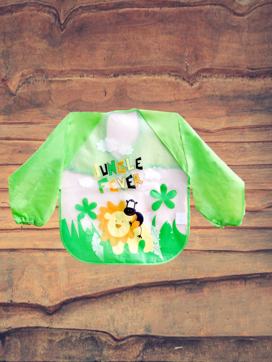 The Little Lookers Infants Green & White Printed Full Sleeves Bibs