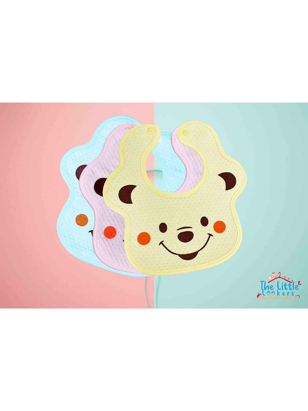 The Little Lookers Infants Kids Pack of 3 Multicolour Printed Cotton Bibs
