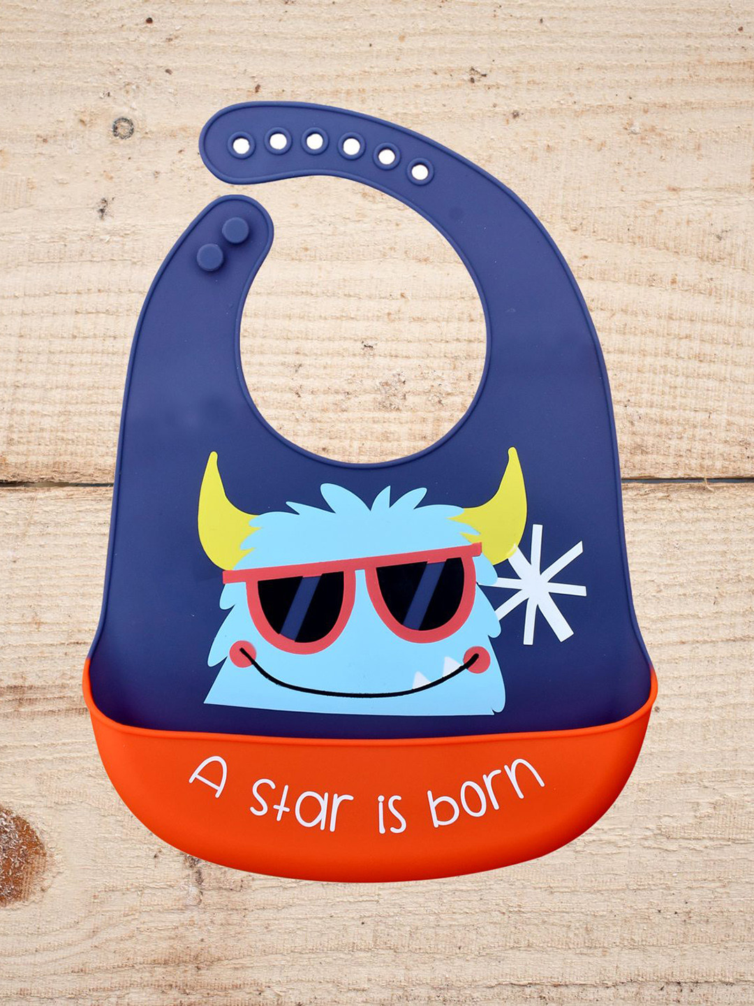 The Little Lookers Infant Kids Navy Blue & Orange Printed Bib