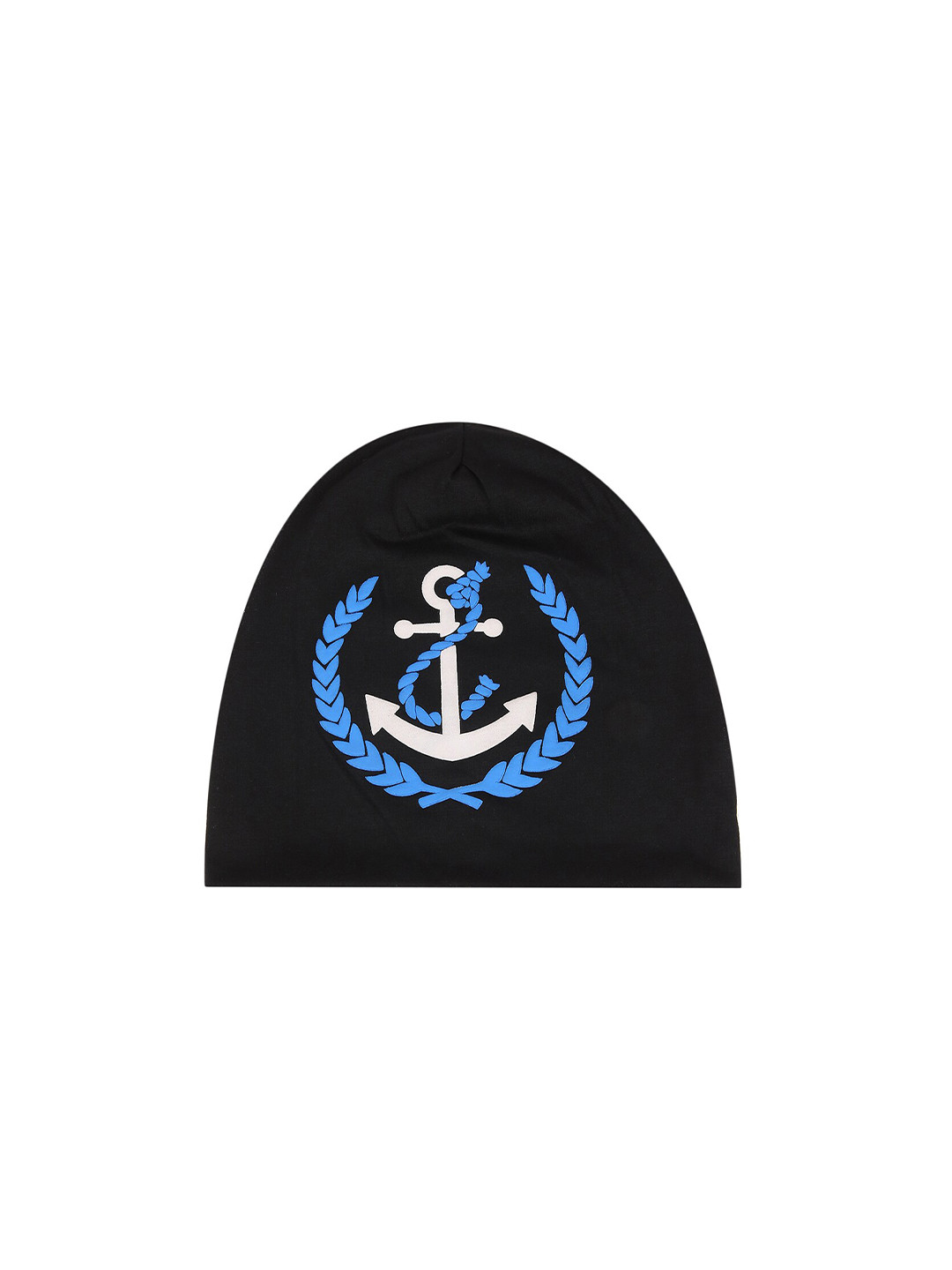 iSWEVEN Unisex Black & White Cotton Printed Beanie
