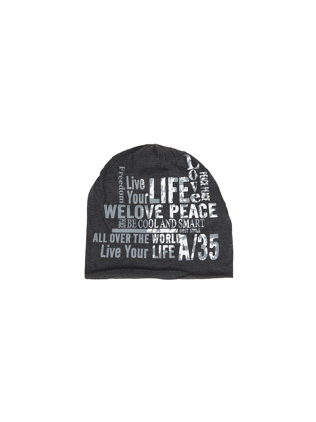 iSWEVEN Grey & White Printed Beanie