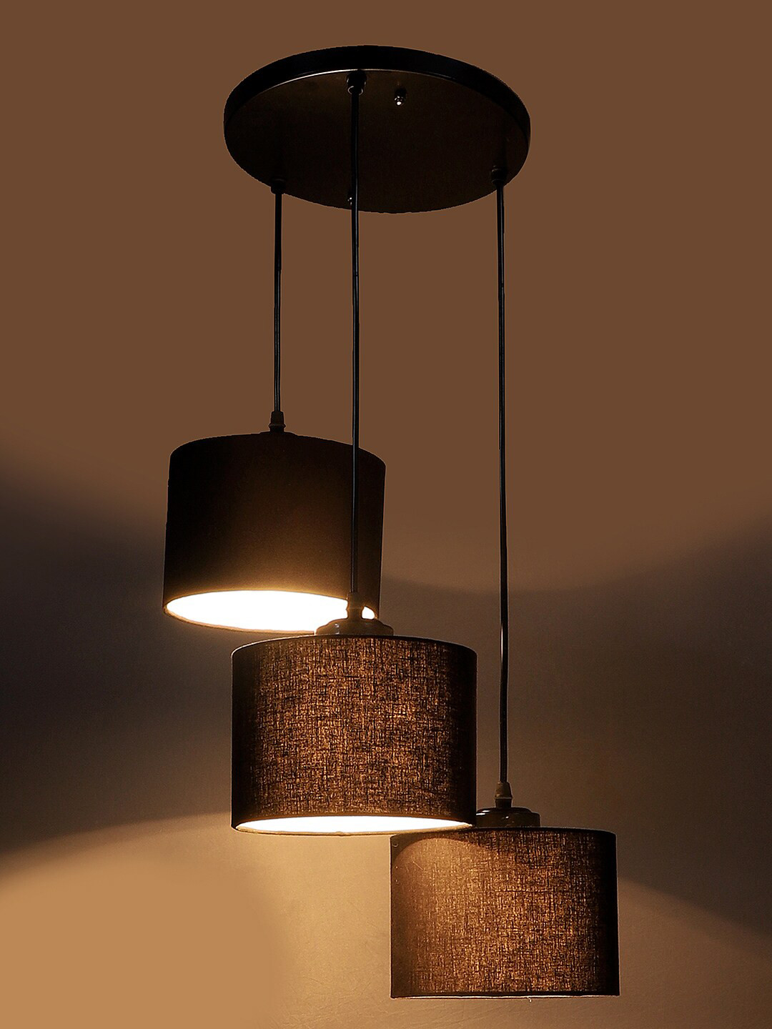 Devansh Black Cotton Triple Round Cluster Hanging Lamp