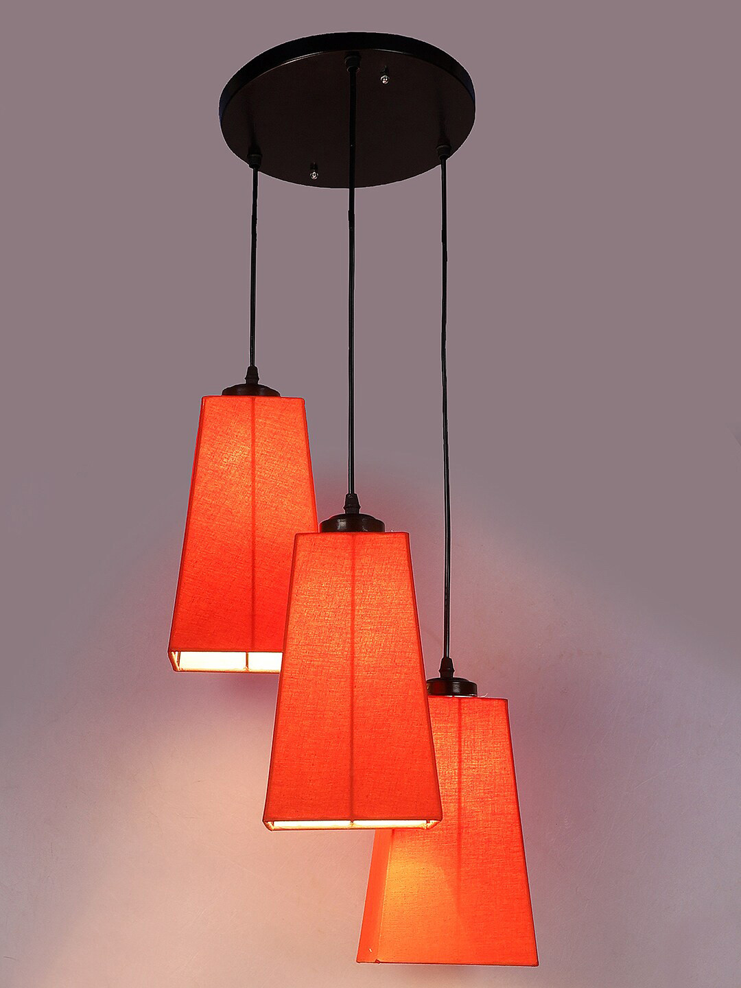 Devansh Orange Cotton Pyramid Ceiling Lamp