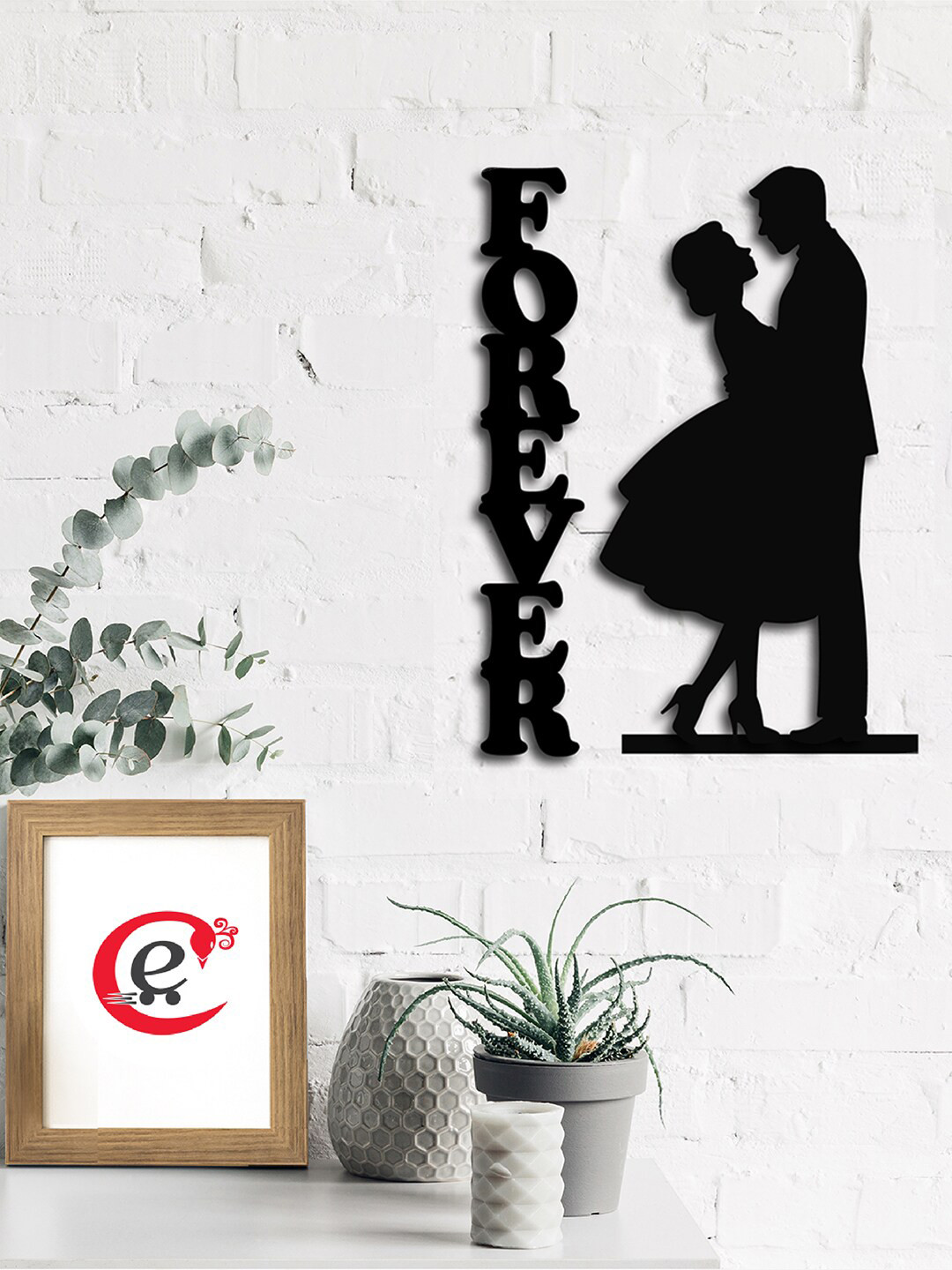 eCraftIndia Forever Couple Wood Matte Hanging Hall Signs and Plaques-13In