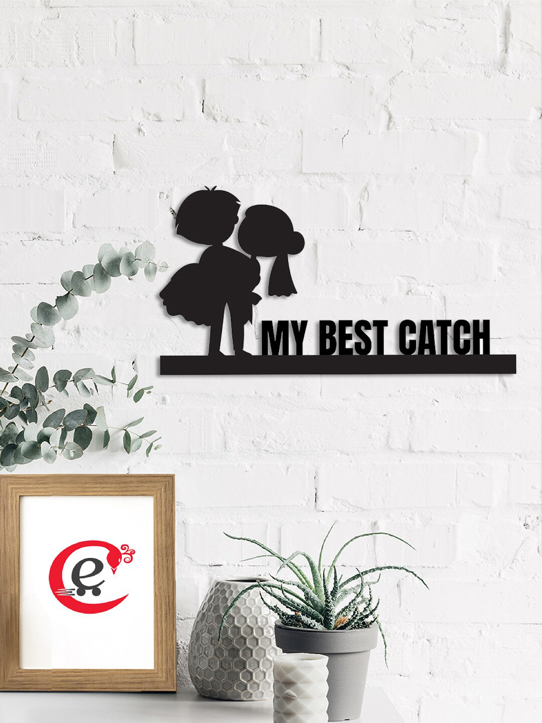 eCraftIndia My Best Catch Wood Matte Hanging Hall Signs and Plaques-15In