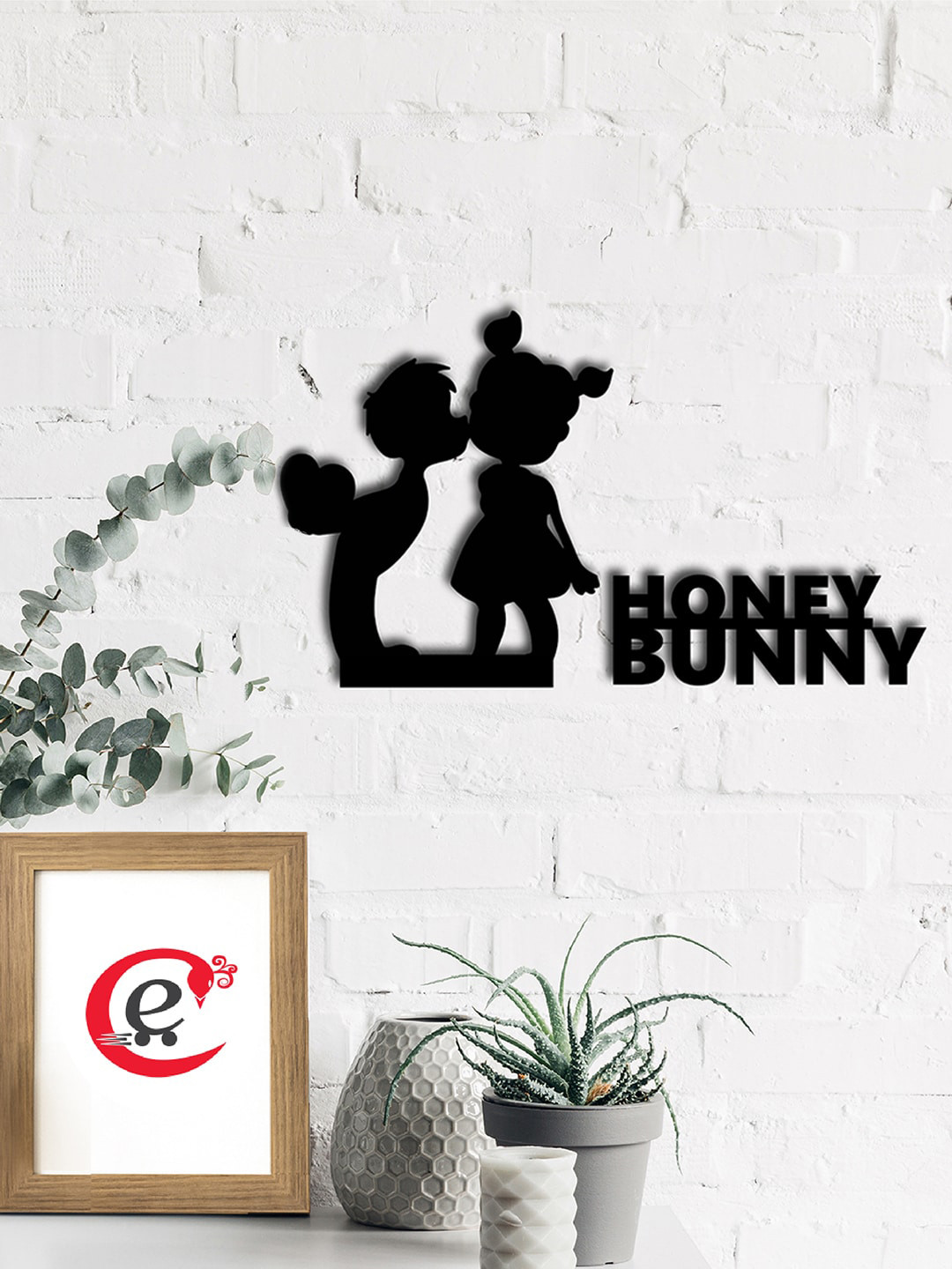 eCraftIndia Honey Bunny Wood Matte Hanging Hall Signs and Plaques-7.5In