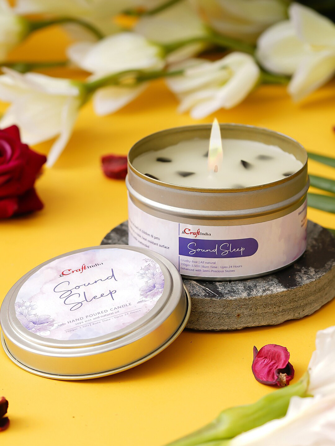 eCraftIndia Sound Sleep Hand Poured Scented 1 Wick Abstract Geometric Regular Jar Candles