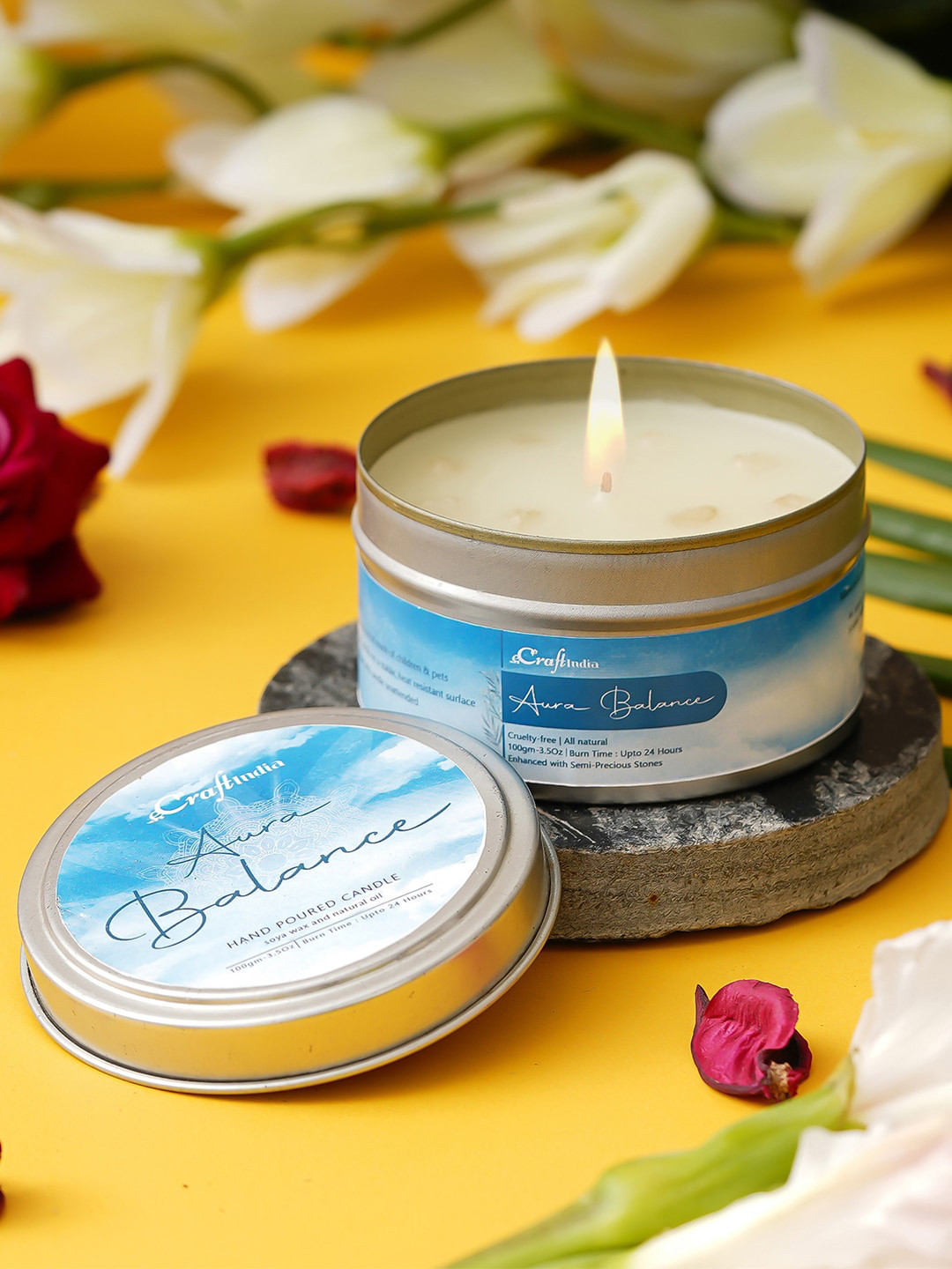 eCraftIndia Aura Balance Scented 1 Wick Scented Abstract Geometric Regular Jar Candles