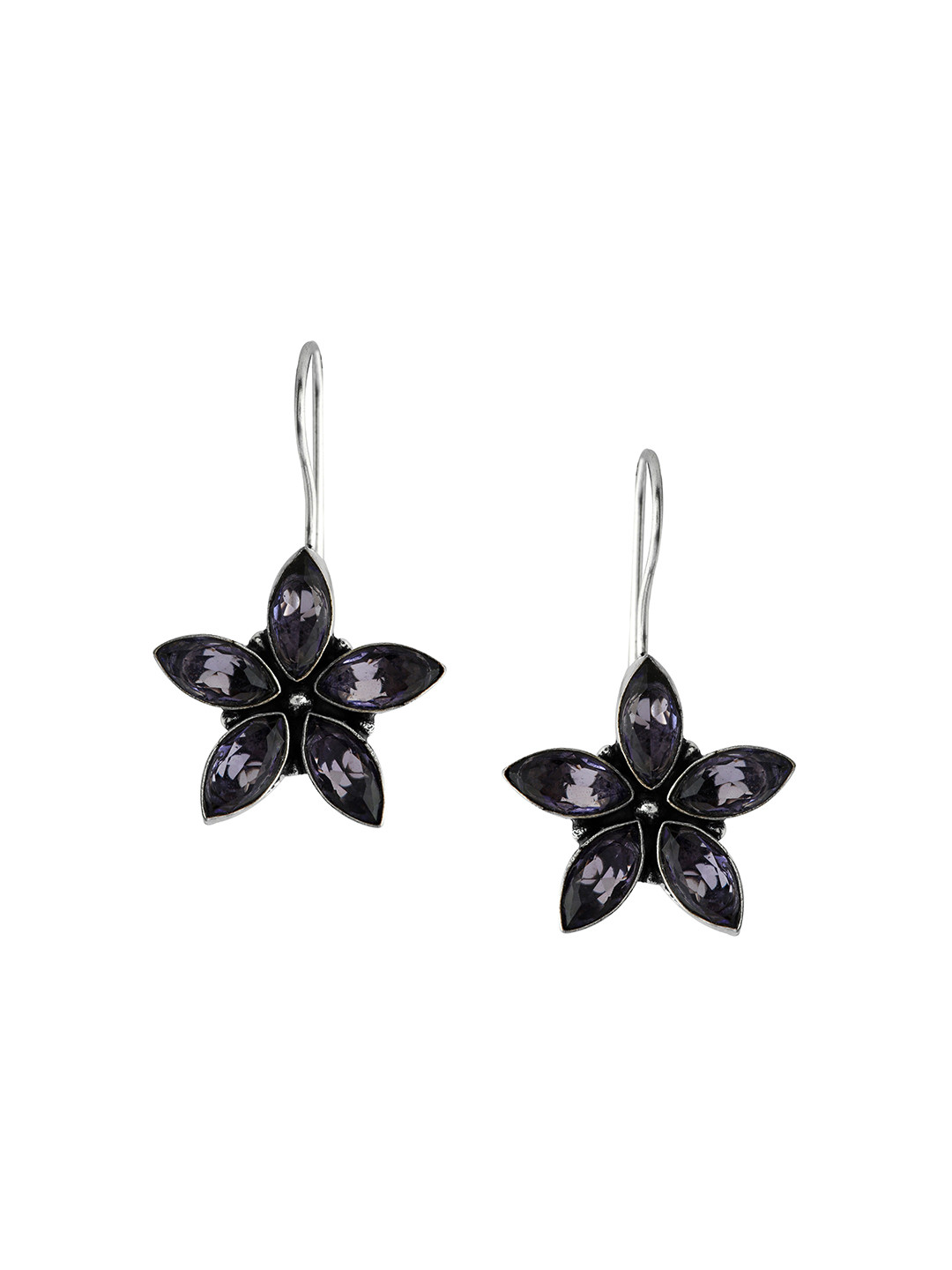 EL REGALO Women Black Star Shaped Drop Earrings