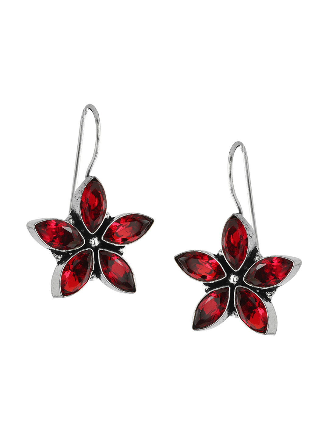 EL REGALO Red Star Shaped Drop Earrings