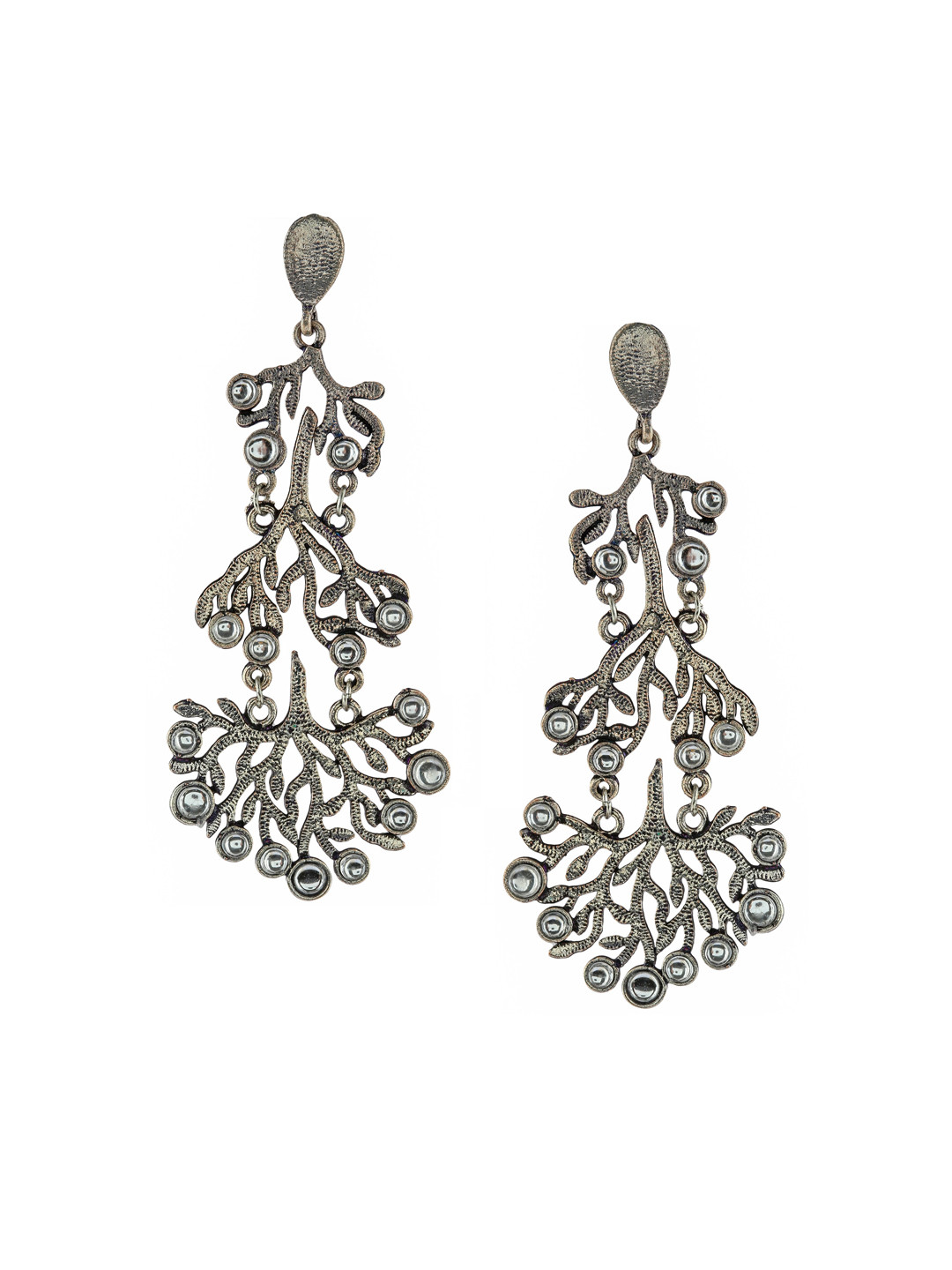 EL REGALO Silver-Plated Filgree Drop Earrings