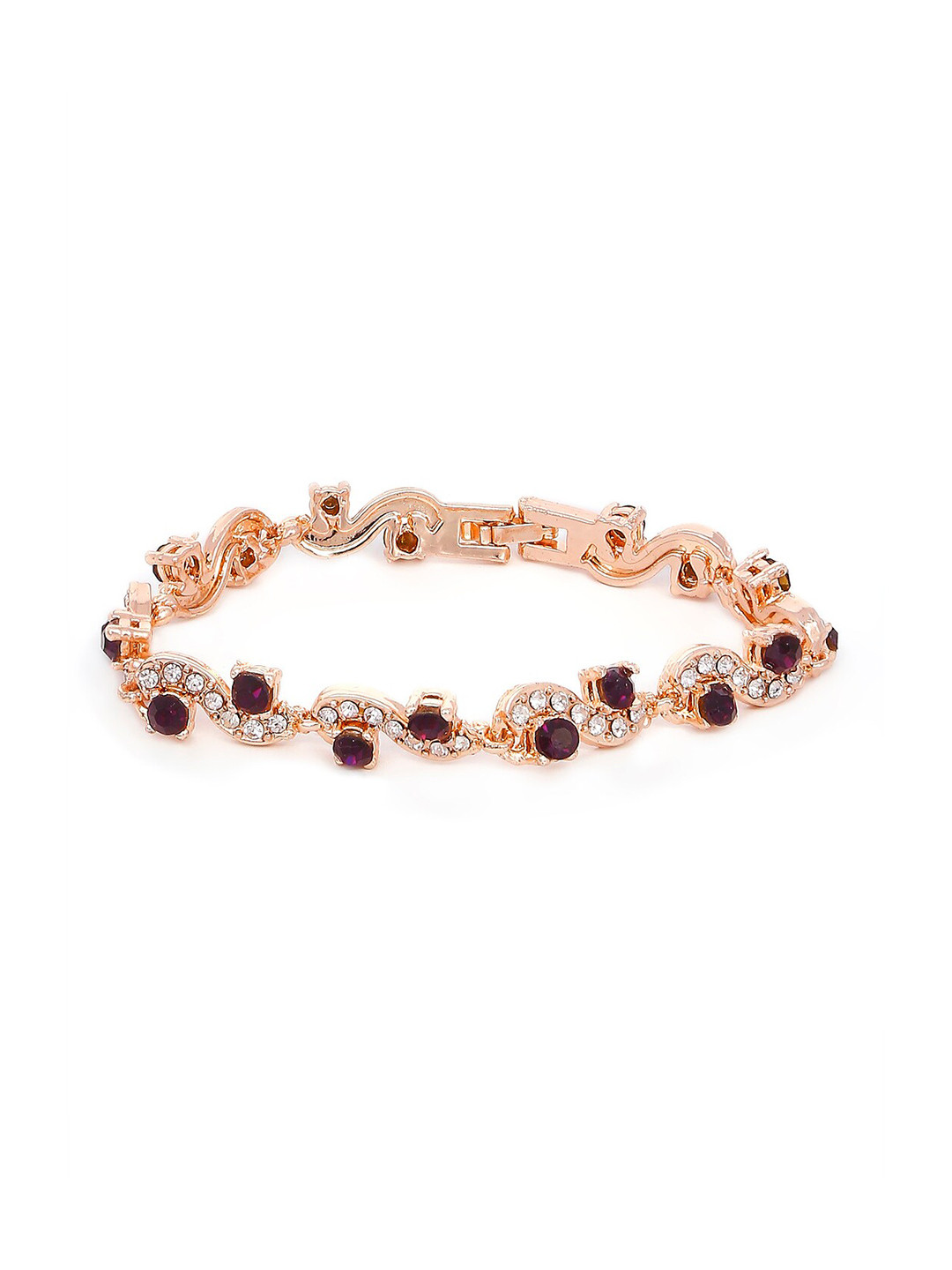 Mahi Women Rose Gold-Plated & Purple Crystals Bracelet