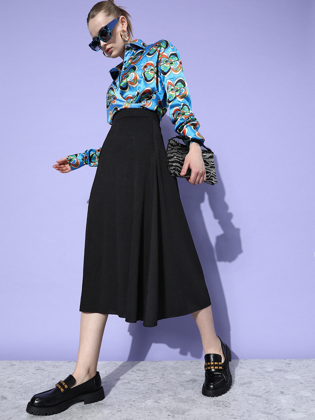 Kook N Keech Women Ribbed Knitted Midi Skirt