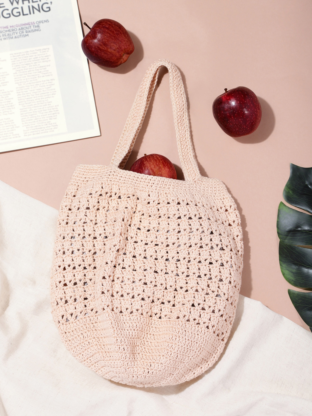 Magic Needles Beige Shopper Shoulder Bag