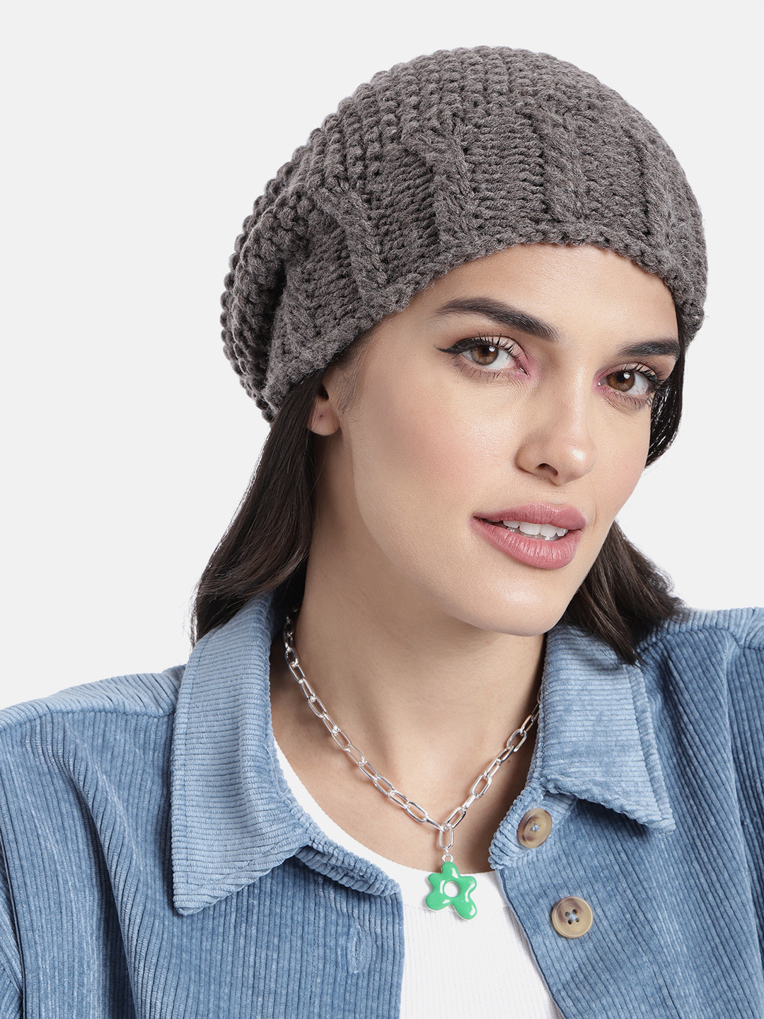 Magic Needles Unisex Taupe Solid Beanie