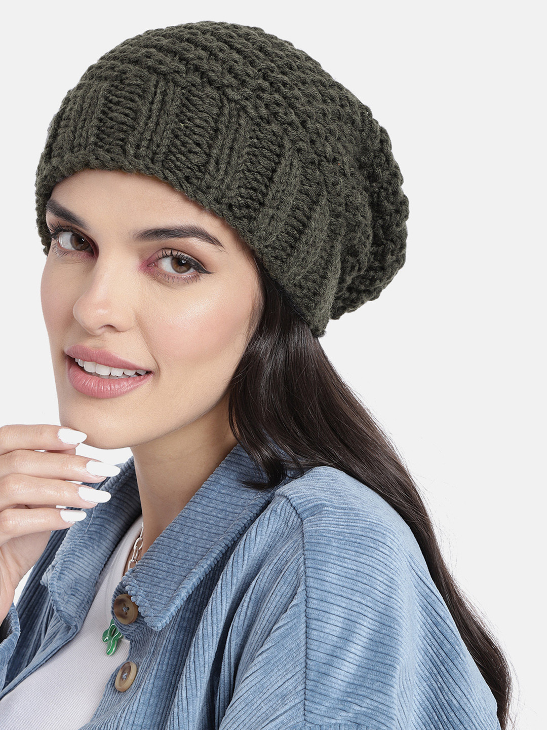 Magic Needles Unisex Charcoal Grey Solid Beanie