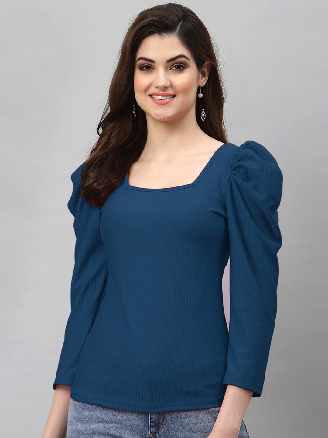 Selvia Teal Blue Solid Top