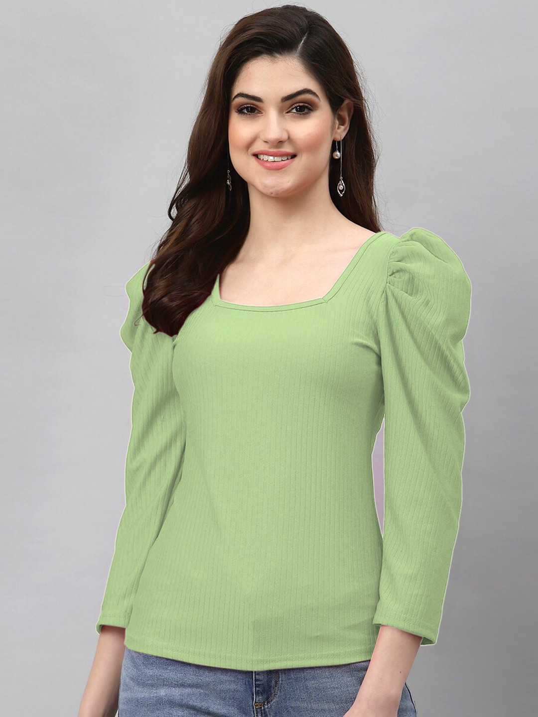 Selvia Lime Green Layered Scuba Top