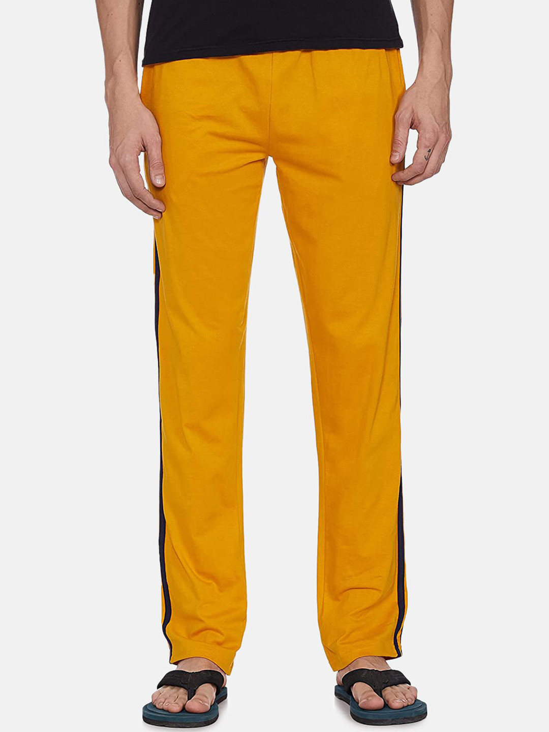 IVOC Men Mustard Solid Relaxed Fit Track Pants