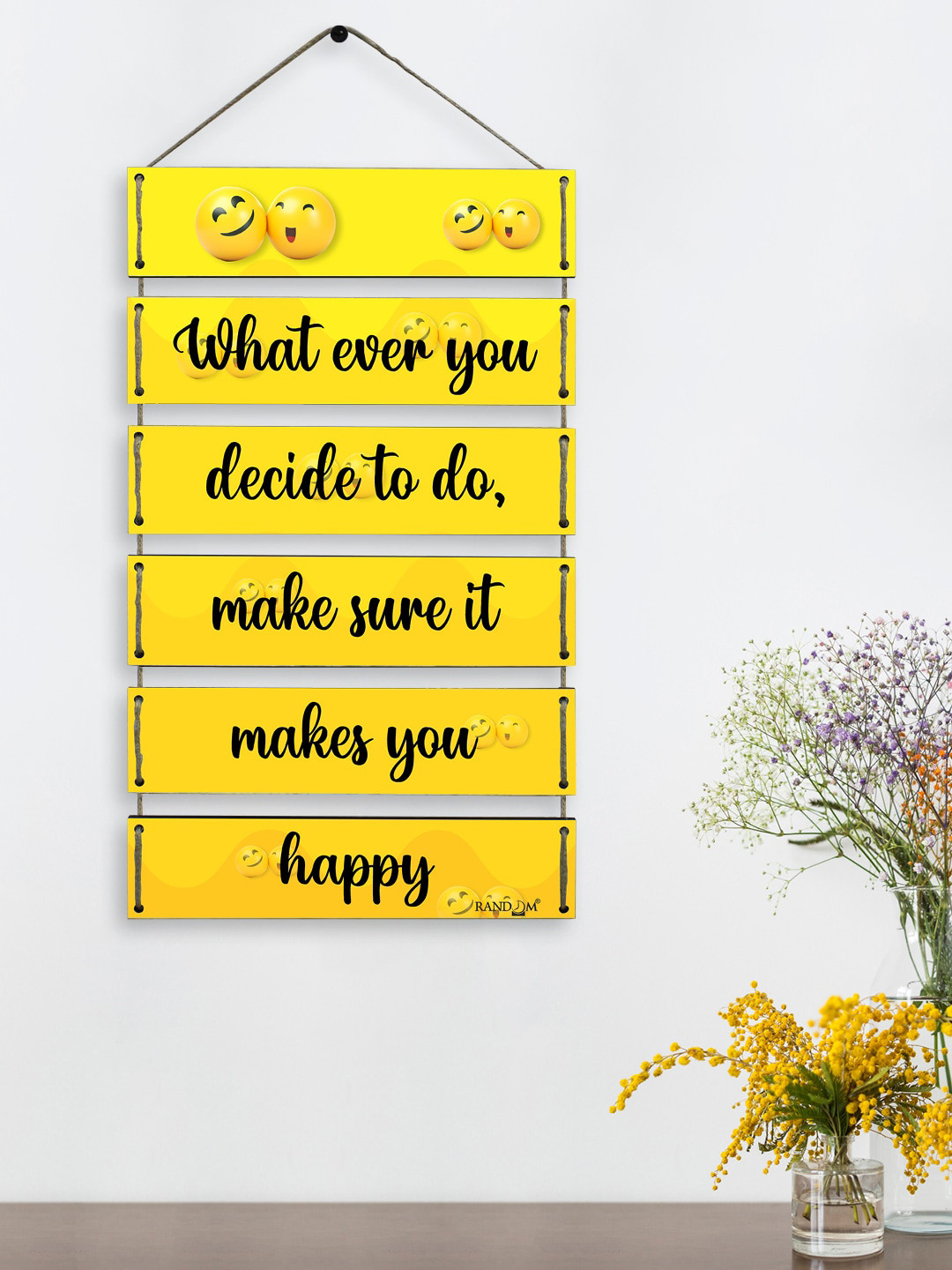 RANDOM Motivational Quotes MDF Matte Hanging Hall 6Pcs Wall Hangings-23.6In