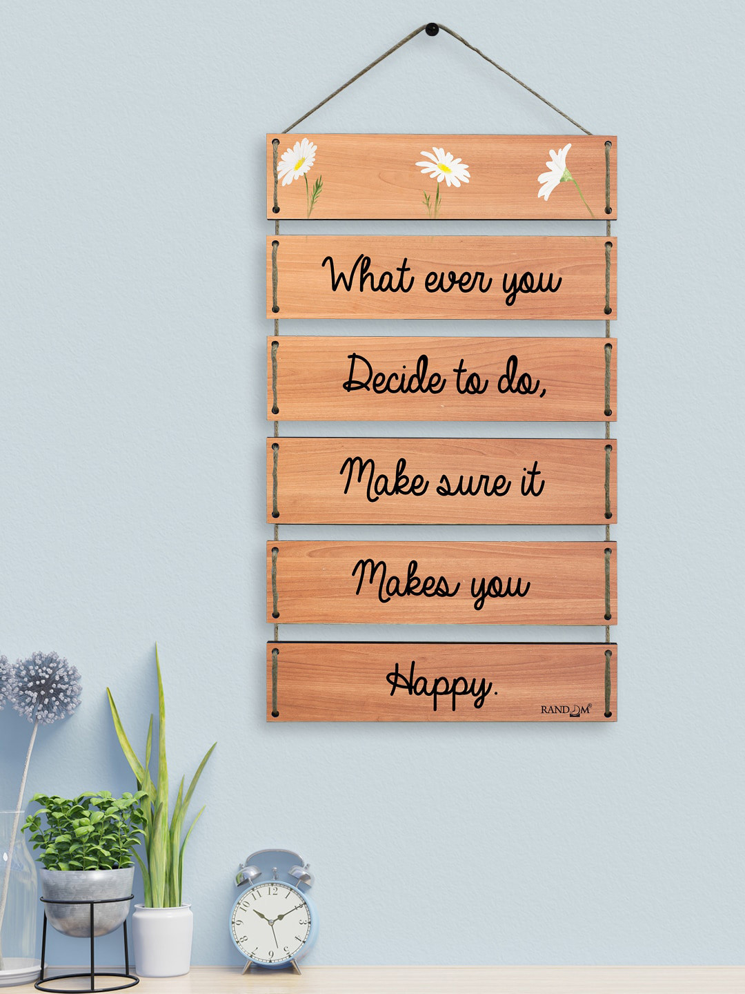 RANDOM Motivational Quotes MDF Floral Matte Hall 6Pcs Wall Hangings-23.6In