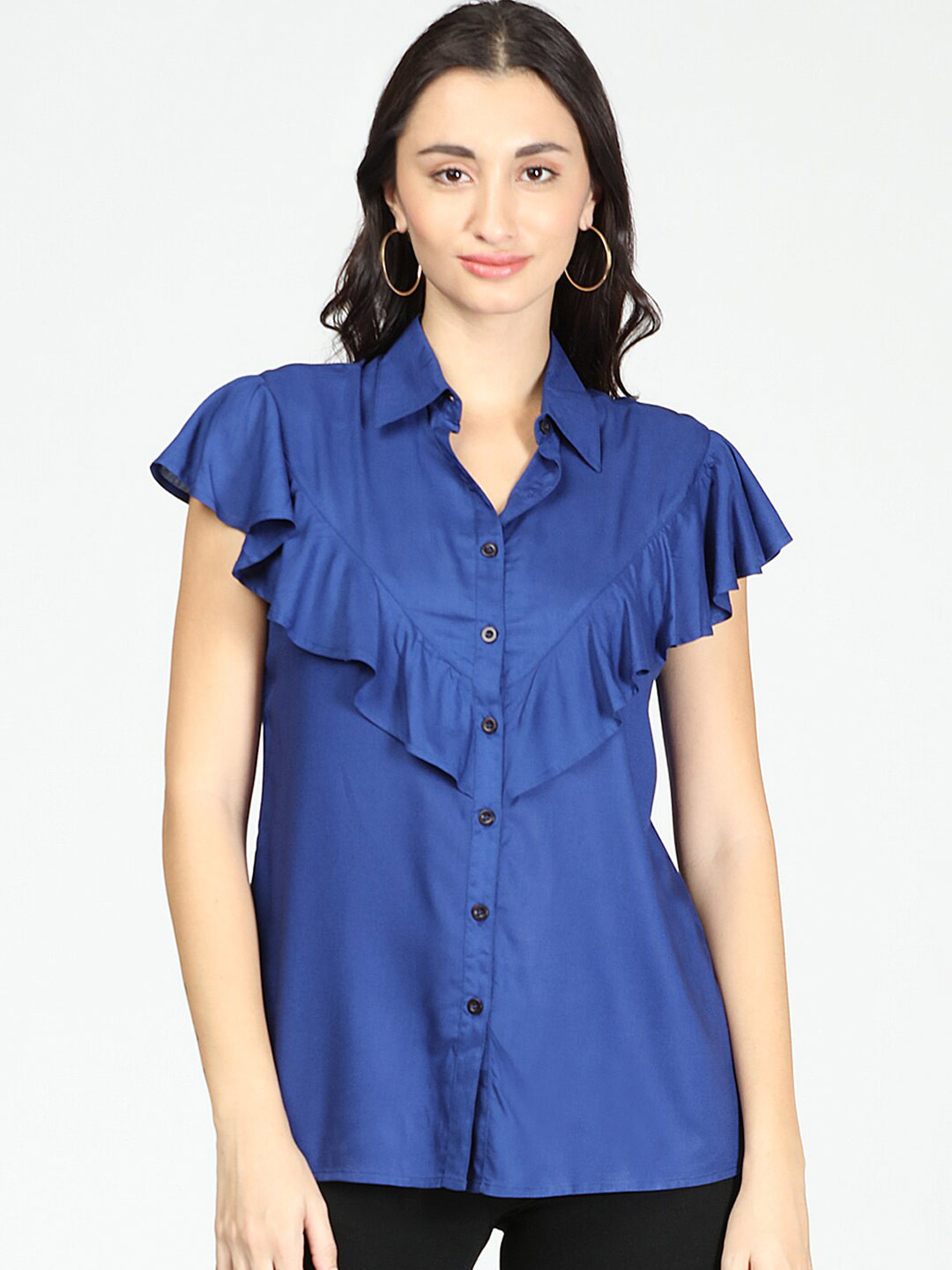 IDK Women Blue Shirt Style Top