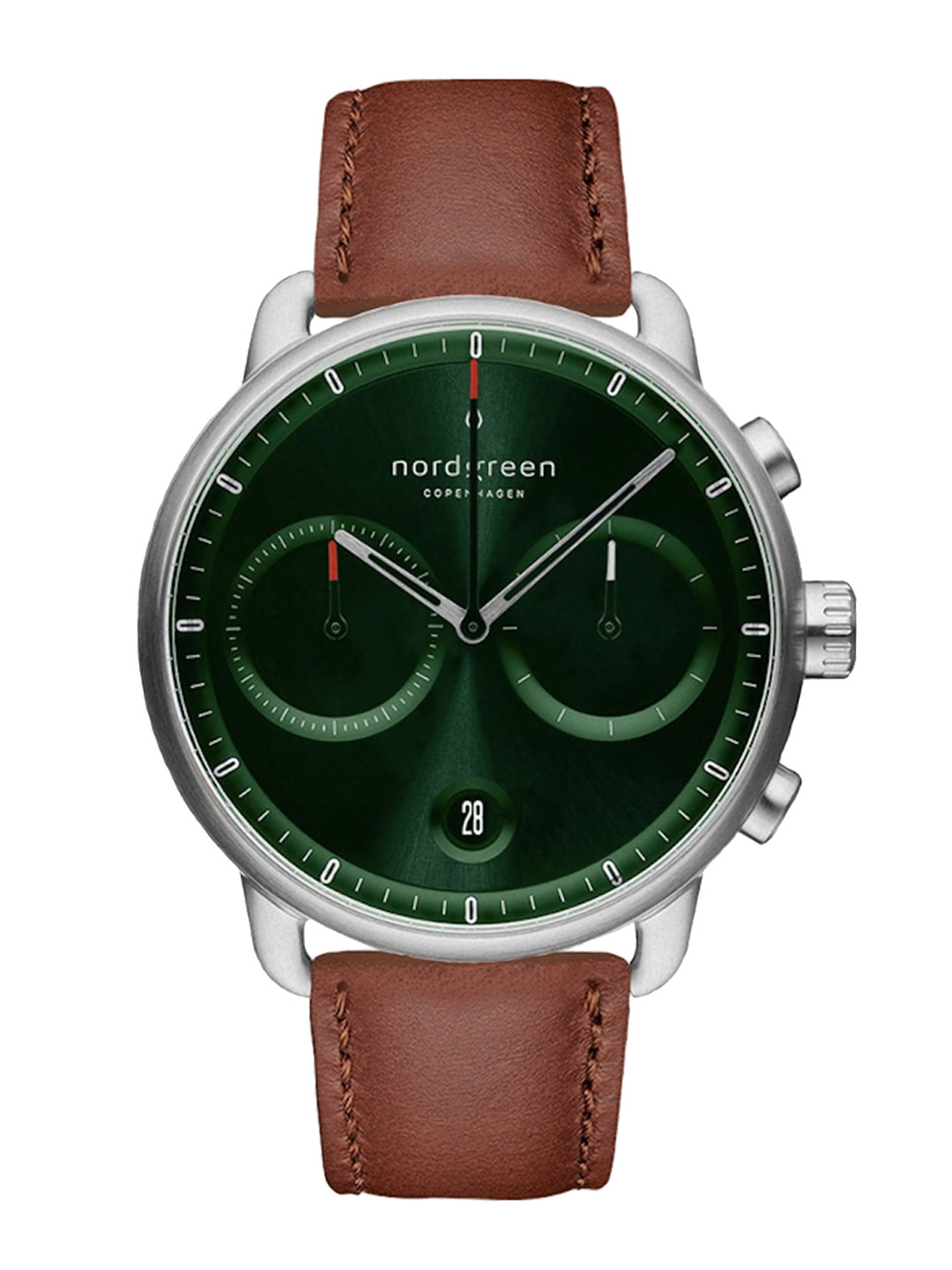 Nordgreen Men Green Dial & Brown Leather Straps Analogue Watch