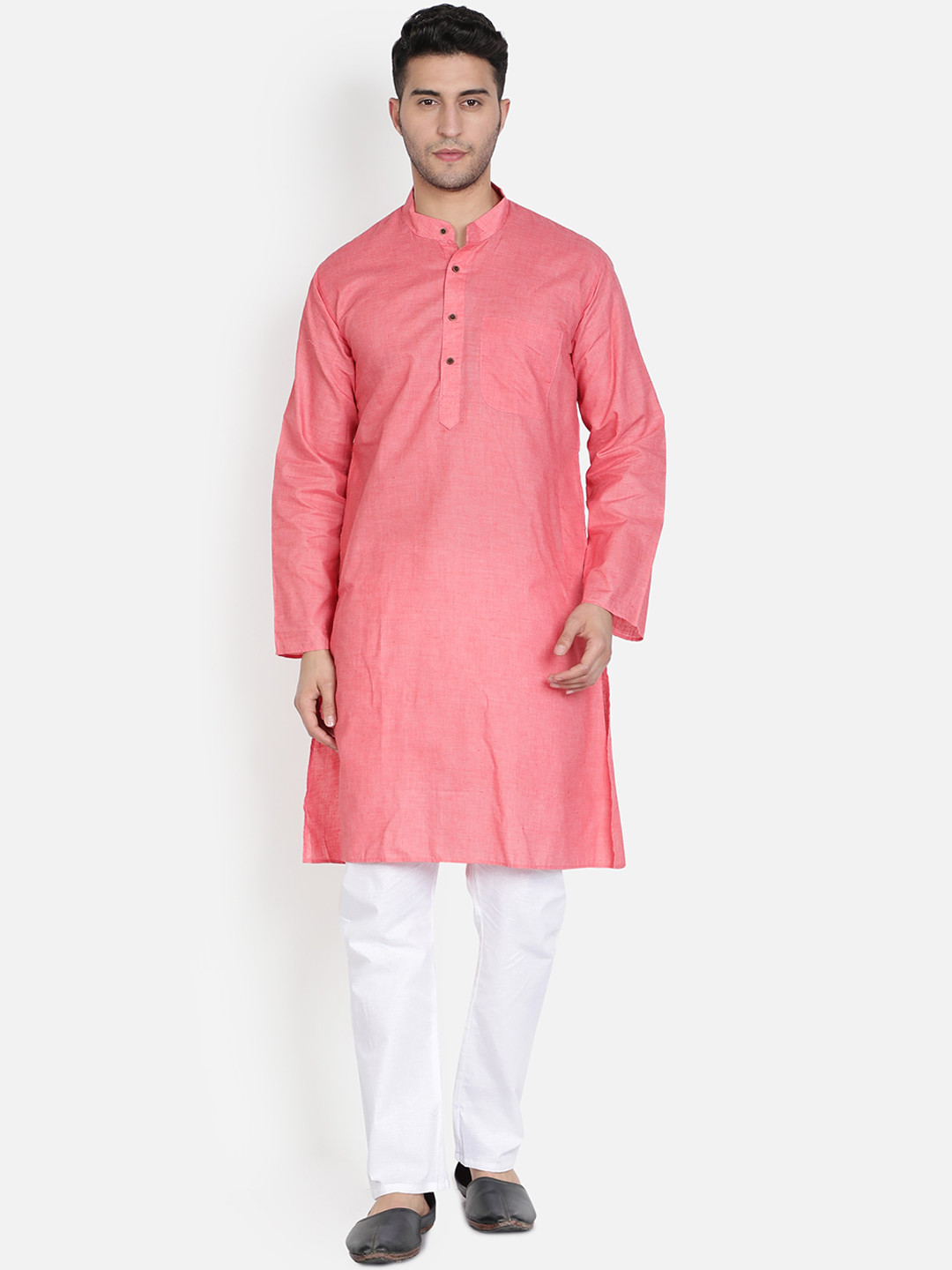 Armaan Ethnic Men Peach-Coloured Pure Cotton Kurta with Pyjamas