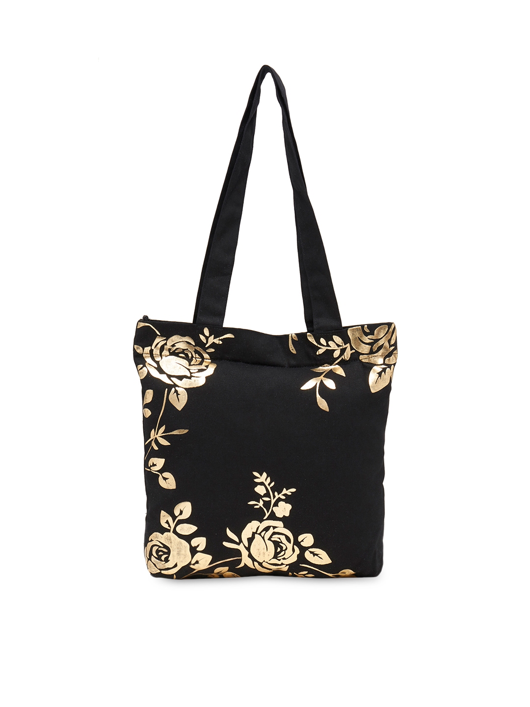 Buy HAQEEBA Black Gold Toned Floral Print Tote Bag Handbags for Women 1765511 Myntra