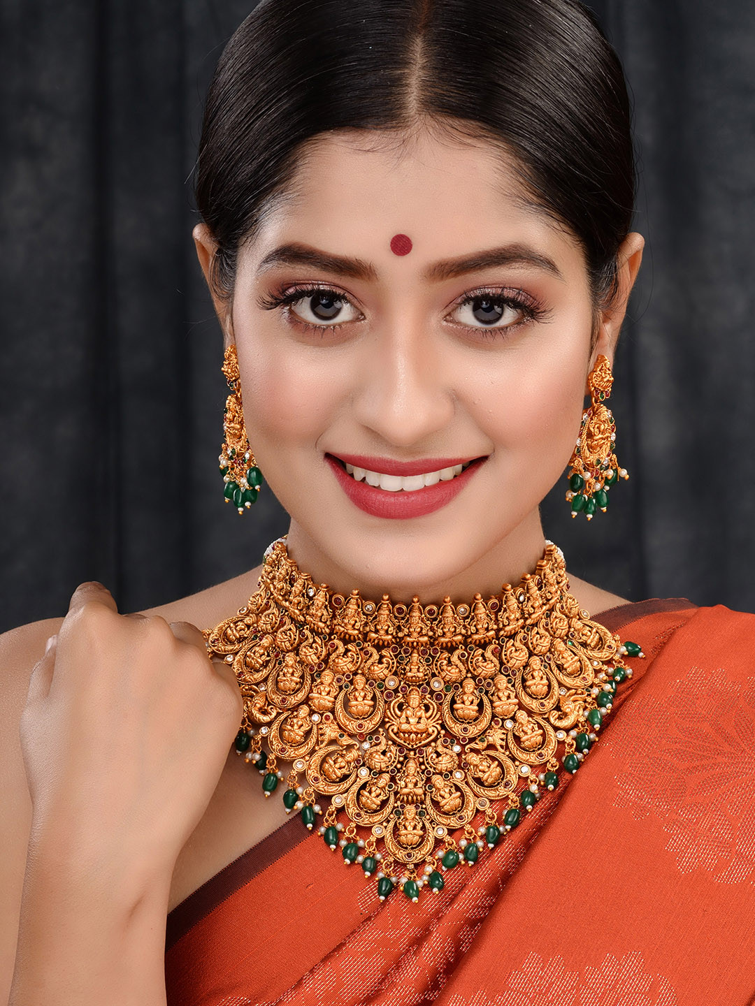 Saraf RS Jewellery Gold-Plated Stone-Studded Jewellery Set