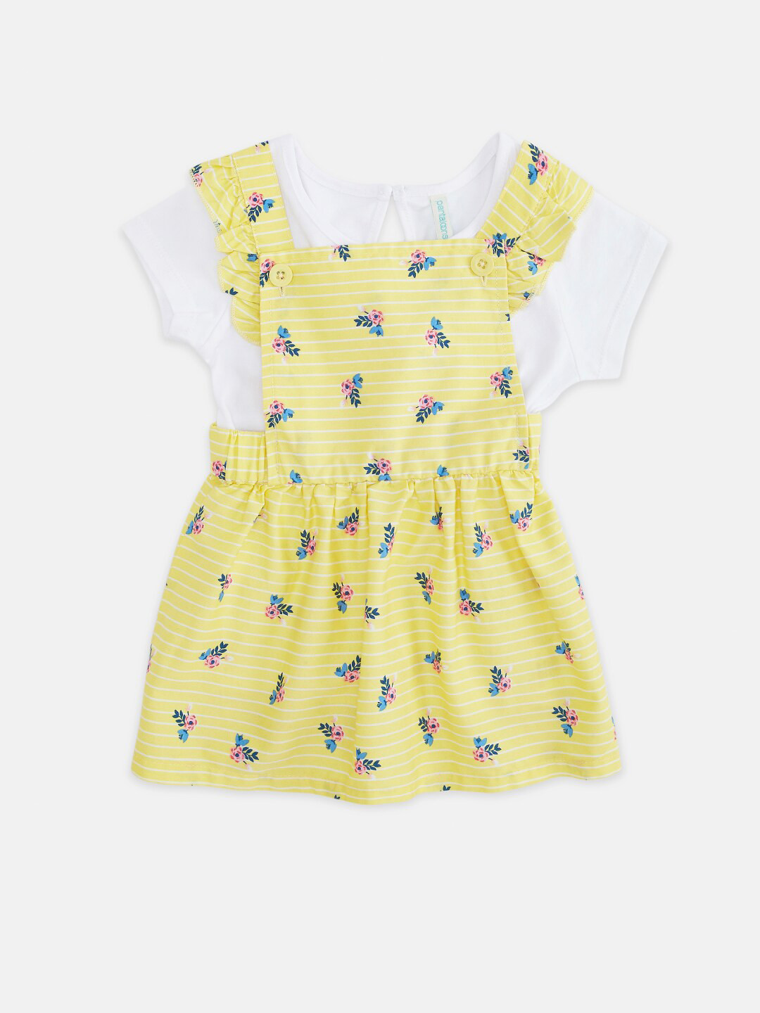 Pantaloons Baby Girls Yellow Pure Cotton Top with Skirt