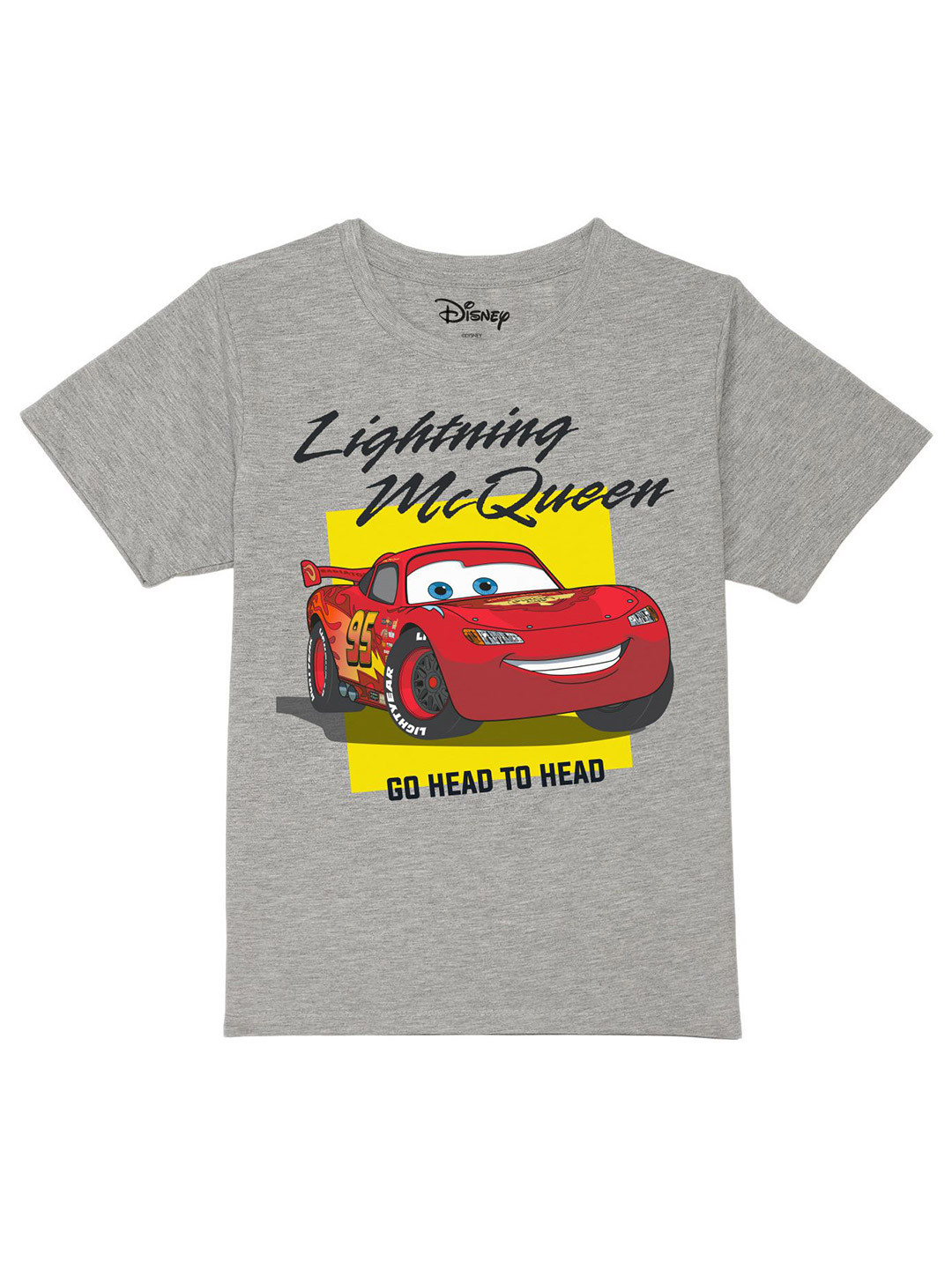 Disney by Wear Your Mind Boys Grey & Red Cars Printed Pure Cotton T-shirt