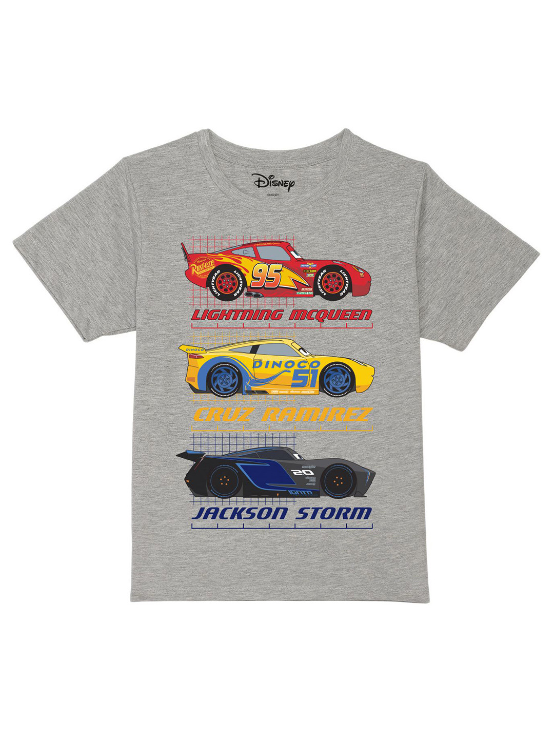 Disney by Wear Your Mind Boys Grey Cars Printed Cotton T-shirt