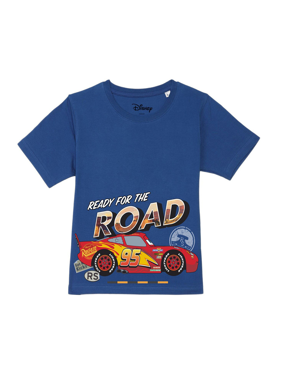 Disney by Wear Your Mind Boys Blue Printed Mandarin Collar Applique T-shirt