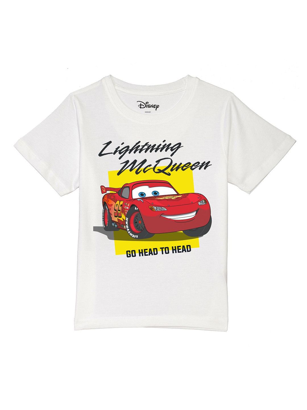 Disney by Wear Your Mind Boys White & Red Cars Printed T-shirt