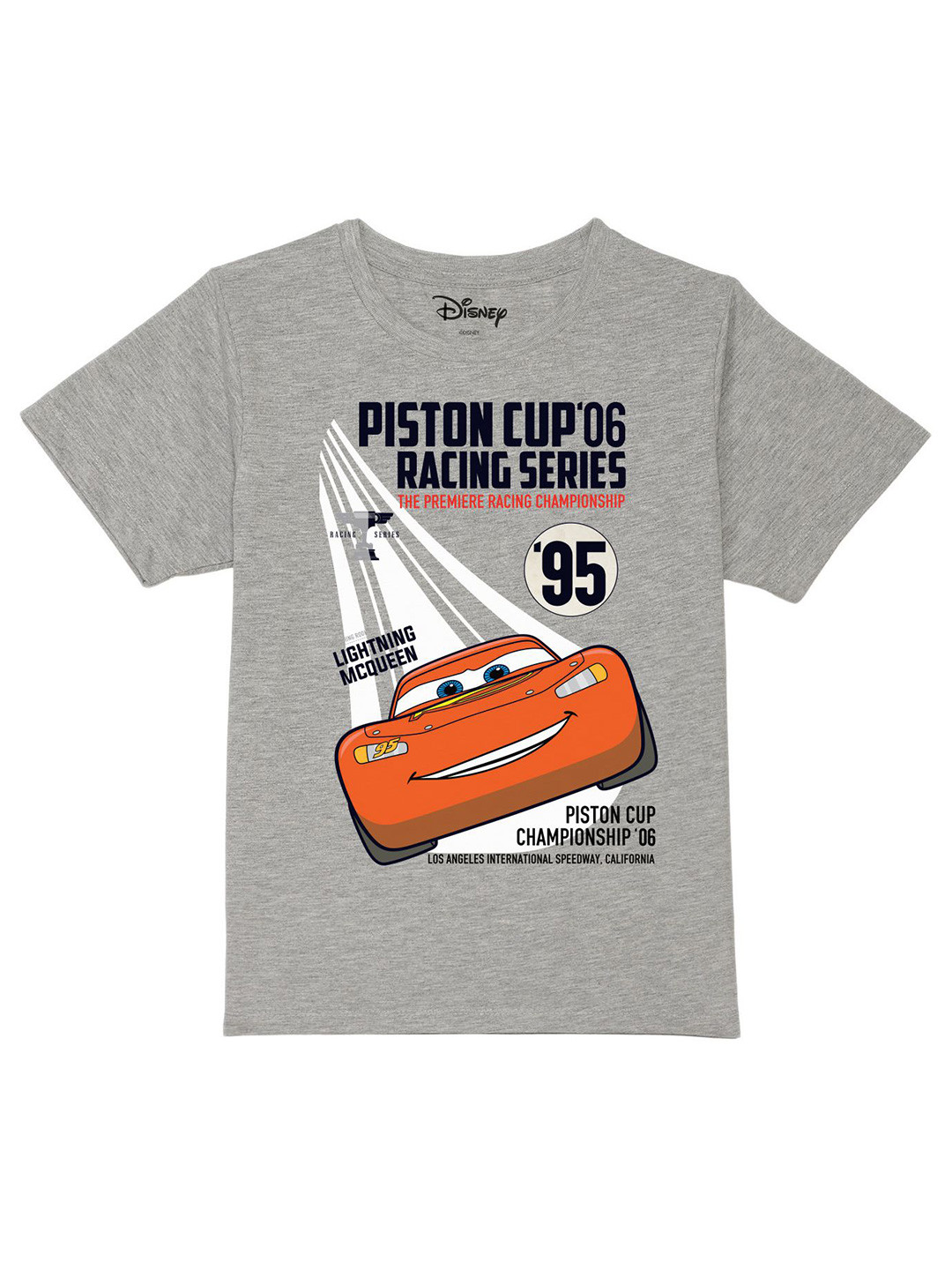 Disney by Wear Your Mind Boys Grey & Rust Cars Printed Pure Cotton T-shirt