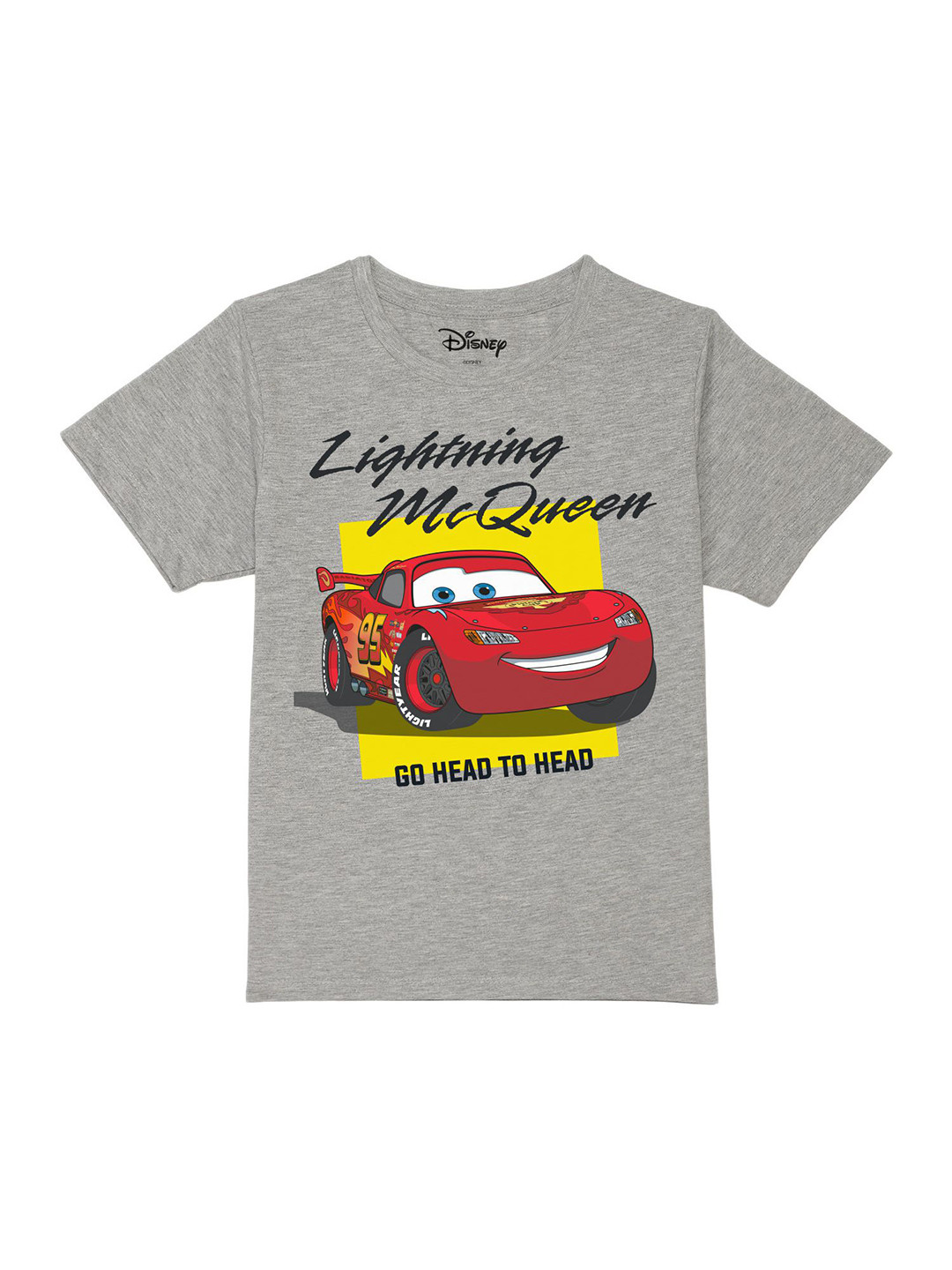 Disney by Wear Your Mind Boys Grey Cars Printed Cotton T-shirt