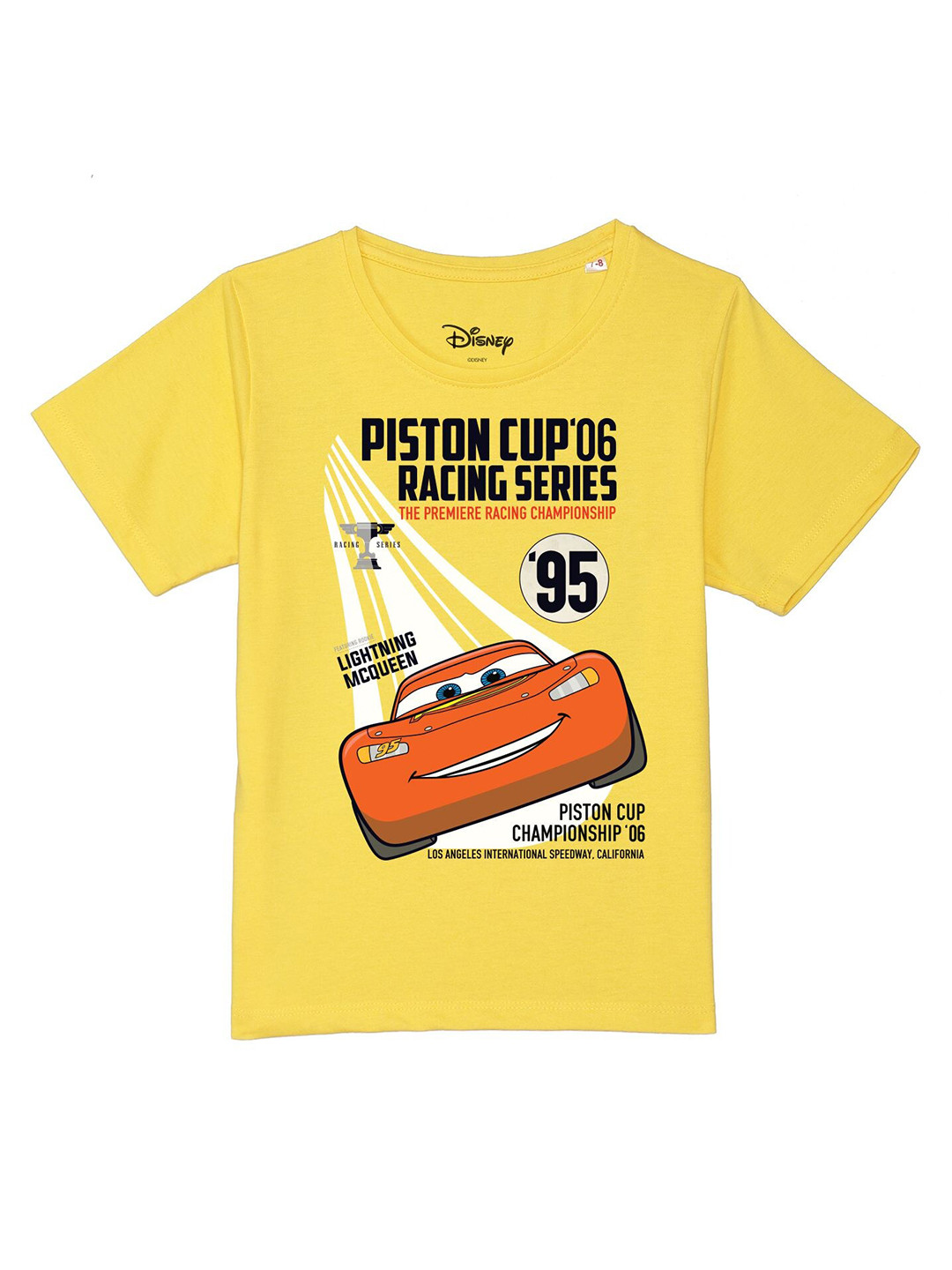 Disney by Wear Your Mind Boys Yellow & Rust Cars Printed Pure Cotton T-shirt