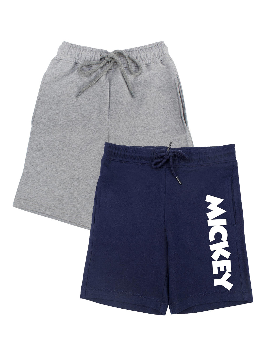 Disney by Wear Your Mind Boys Set Of 2 Navy Blue & Grey Printed Mickey Mouse Shorts