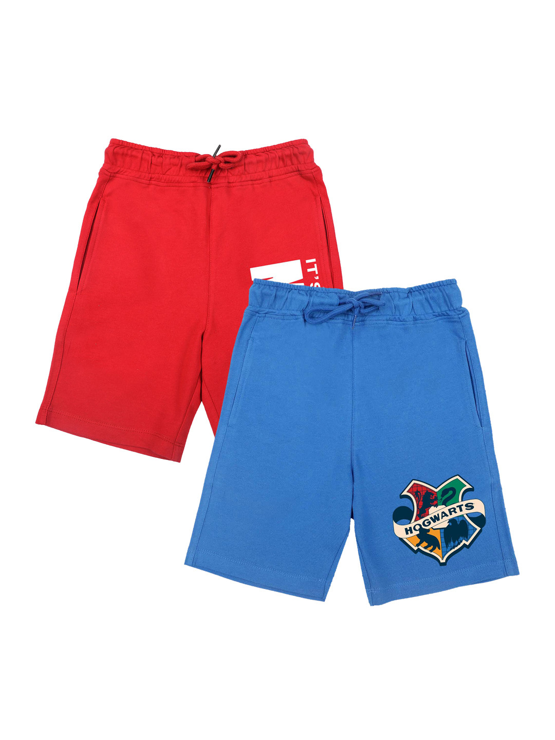 Harry Potter by Wear Your Mind Boys Set Of 2 Blue & Red Humour and Comic Printed Harry Potter Shorts