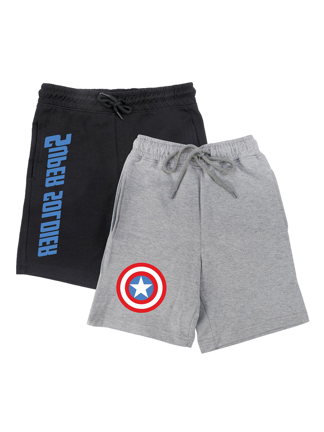 Marvel by Wear Your Mind Boys Set Of 2 Grey & Black Humour and Comic Printed Shorts