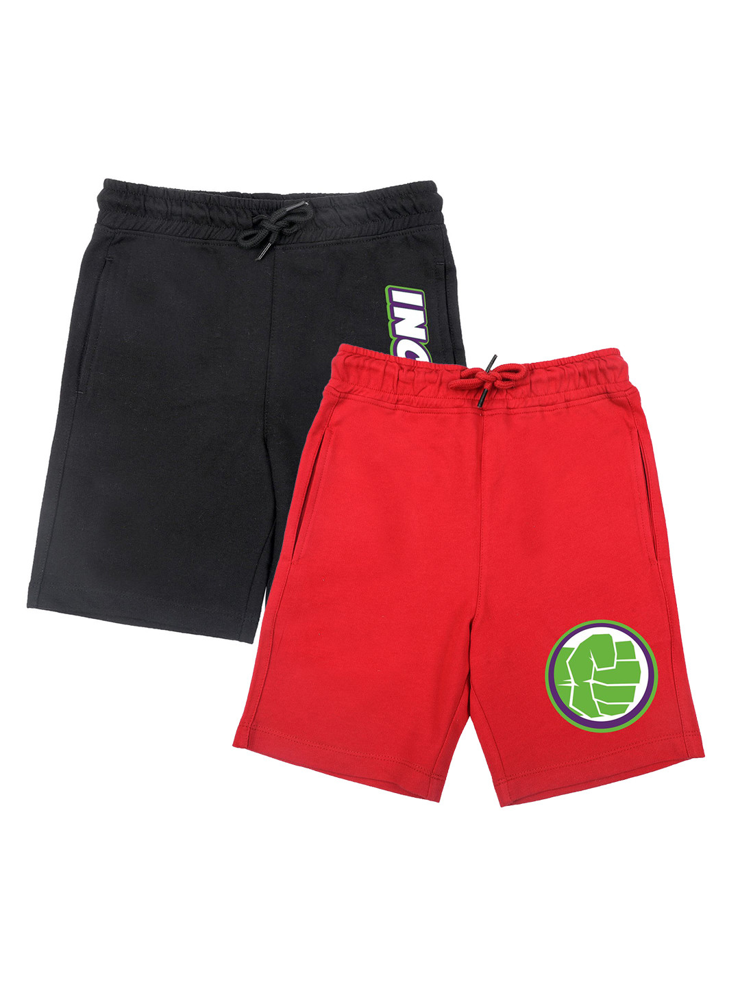 Marvel by Wear Your Mind Boys Set Of 2 Red Printed Hulk Shorts